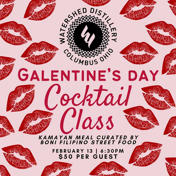 Watershed Distillery and Budd Dairy Food Hall present a Valentine's Cocktail Class, Tuesday, February 13th at 6:30 PM