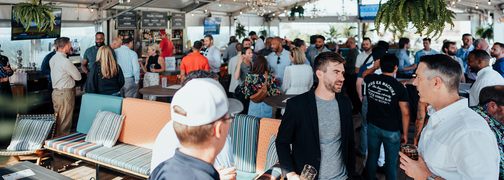 A group of guests at a private event in Budd Dairy Food Hall