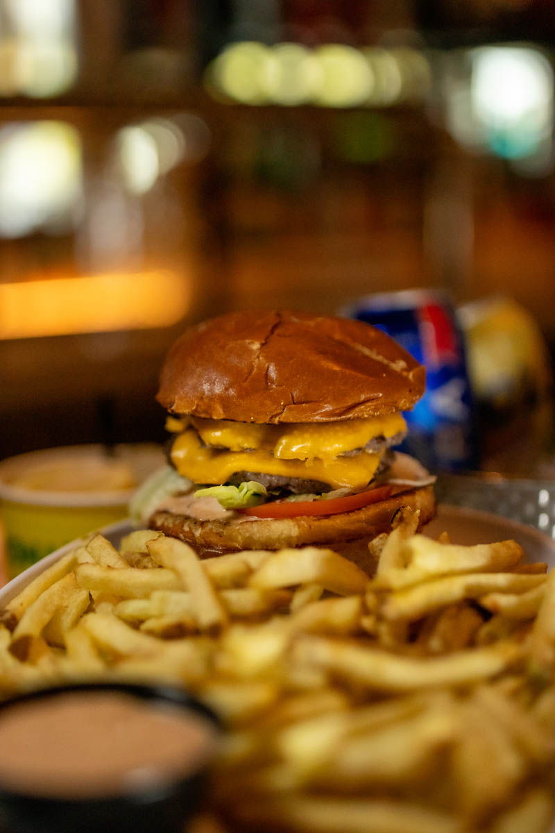 Double cheeseburger and fries served at Burger Royale at Budd Dairy Food Hall in Columbus, Ohio.