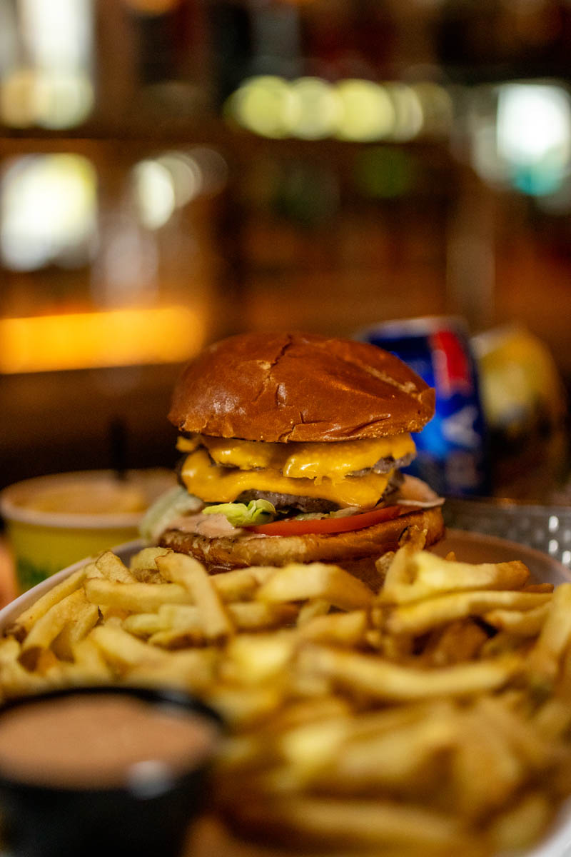 Signature burger and fries served at Burger Royale at Budd Dairy Food Hall in Columbus, Ohio.