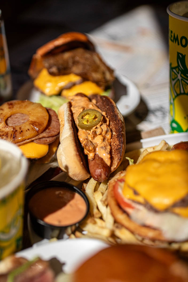 Array of sandwiches served at Burger Royale at Budd Dairy Food Hall in Columbus, Ohio.